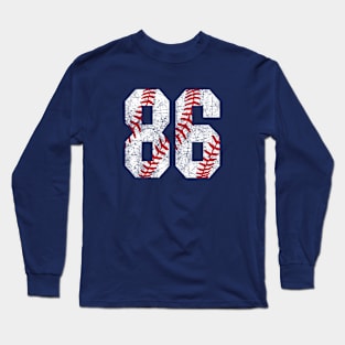 Vintage #86 Baseball Laces Baseball Mom Jersey Love Baseball Long Sleeve T-Shirt